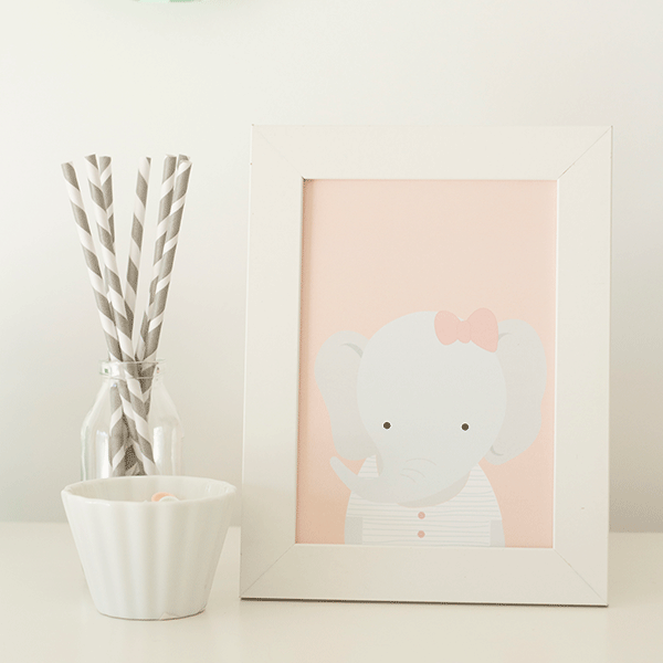 Pacote imprimível de elefante cor-de-rosa