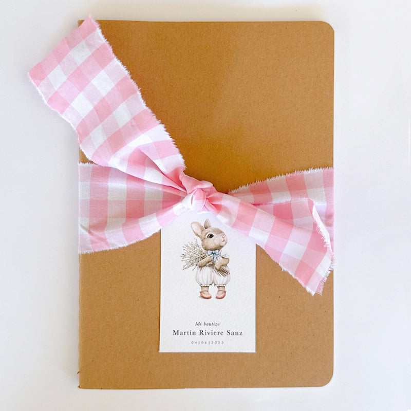 Personalized eco notebook with baby bunny / 6 units.