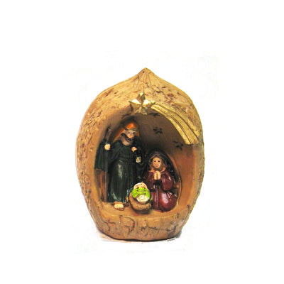 nativity scene in walnut