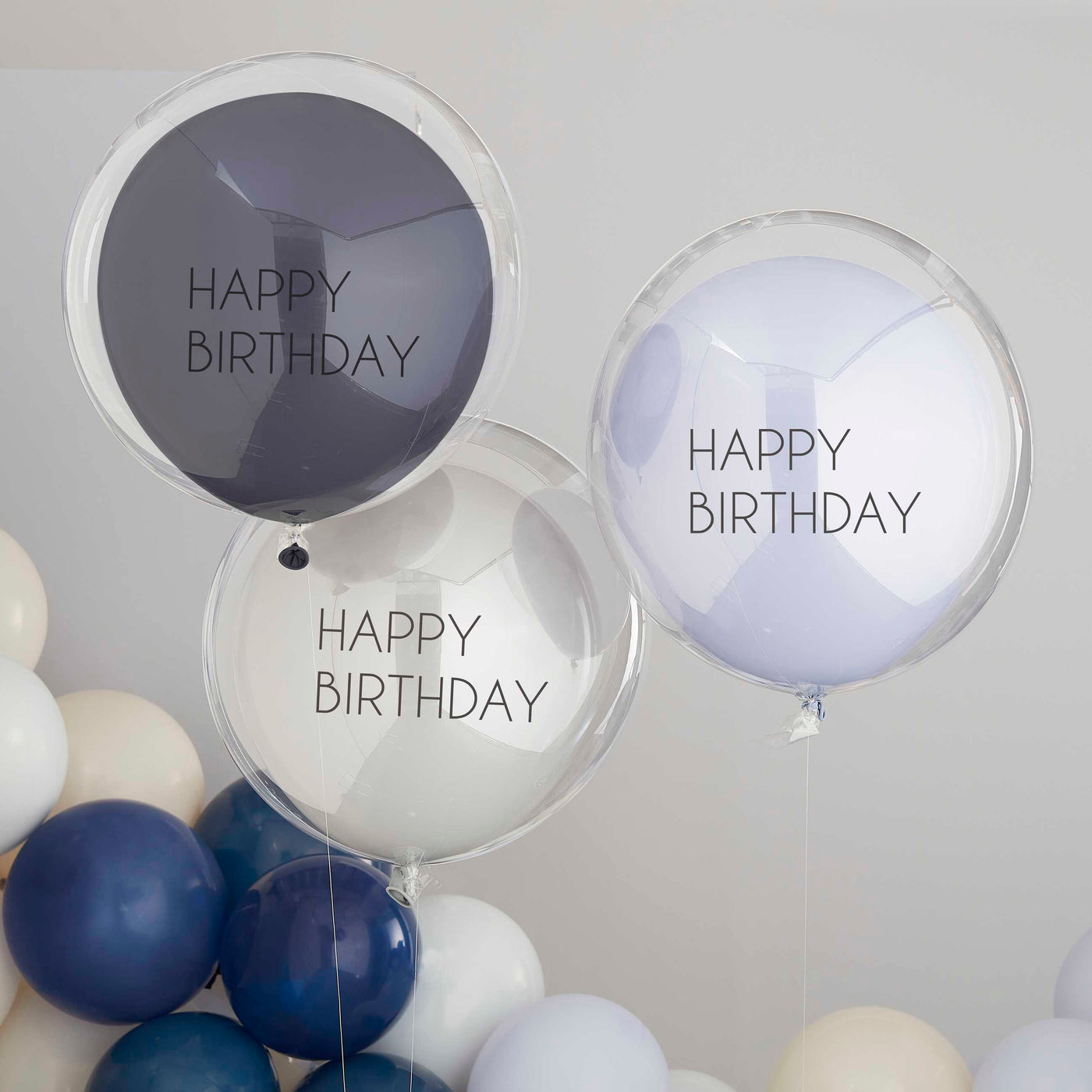 Double Bubble H-bday puffy balloons blue