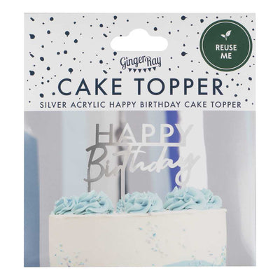 Topper Happy Birthday plata