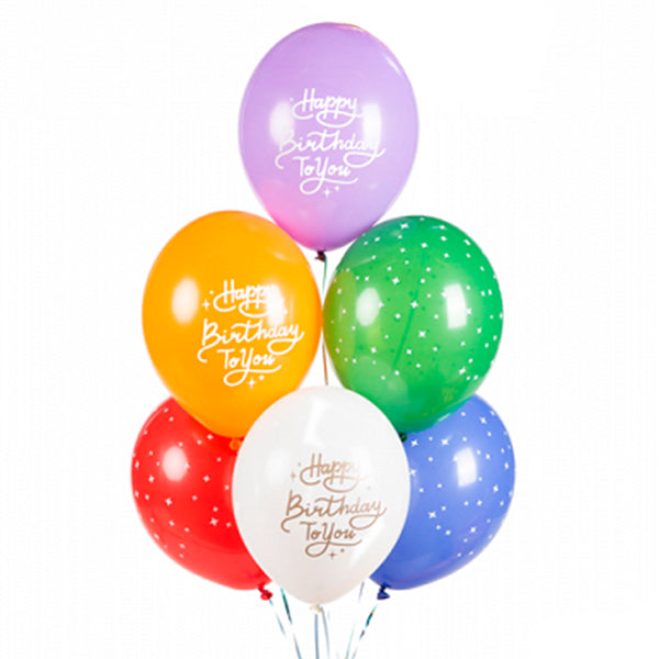 Mix multicolored ECO Happy Birthday balloons/ 6 units.