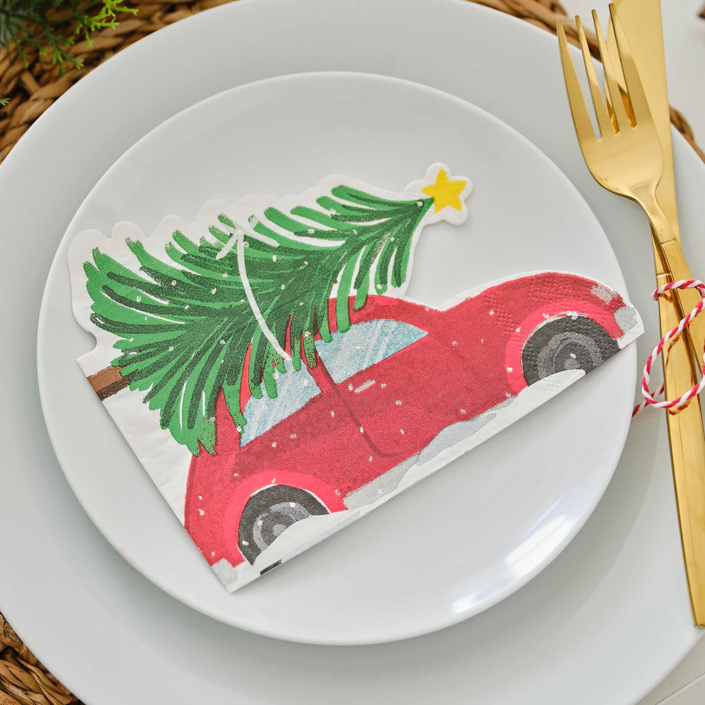 Christmas car napkins / 16 pcs.