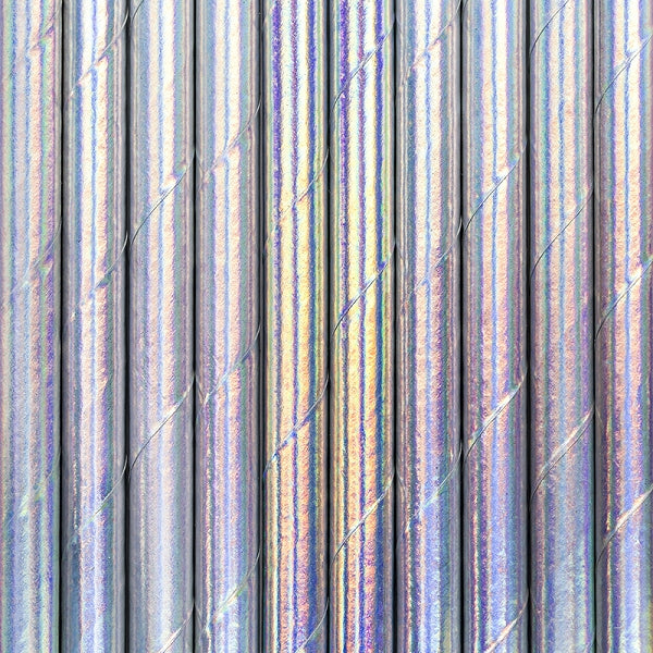 Plain iridescent foil paper straws / 10 pcs.