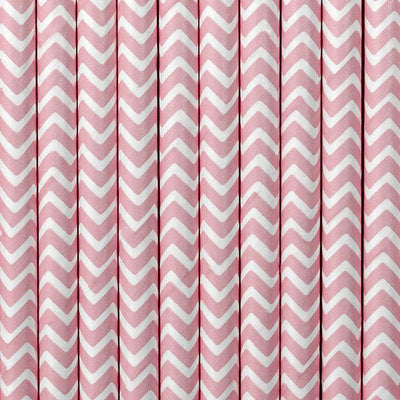 Paper straws Chevron pink / 10 pcs.