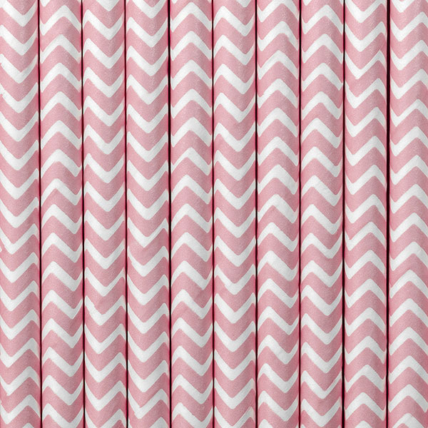 Paper straws Chevron pink / 10 pcs.