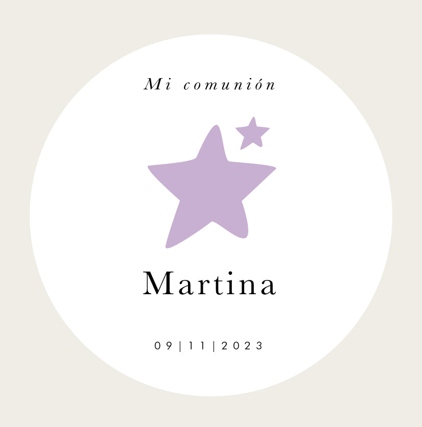 Personalized mauve star sticker / 12 pcs.