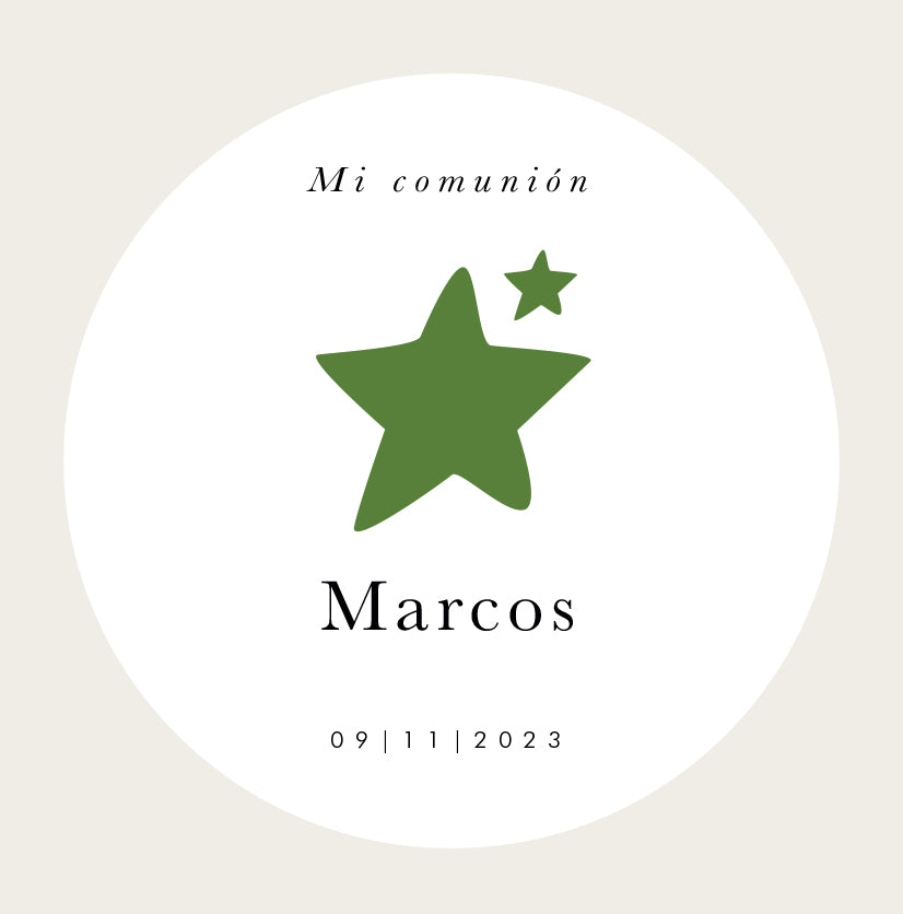 Green star personalized sticker / 12 pcs.
