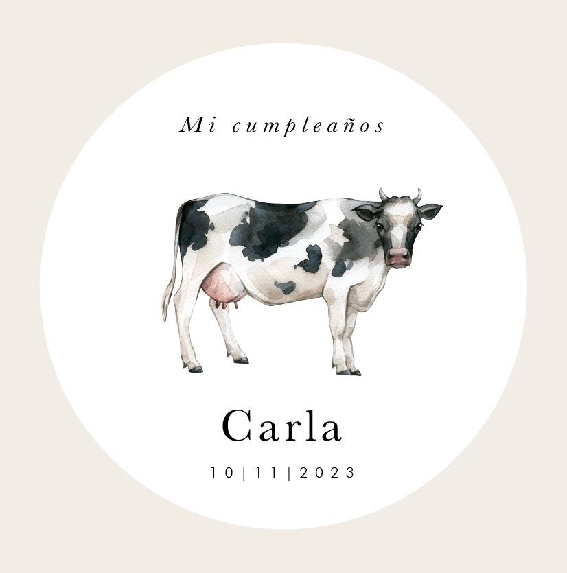 Personalized cow sticker / 12 pcs.