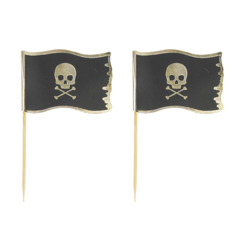 Vintage pirate flag skewers / 10 pcs.