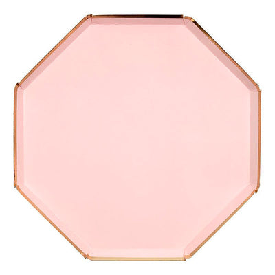 Plato octogonal rosa pastel / 8 uds.