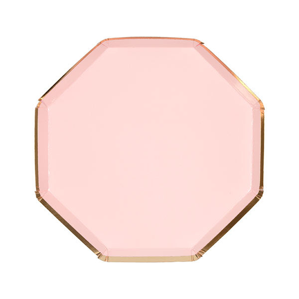 Plato octogonal rosa pastel / 8 uds.