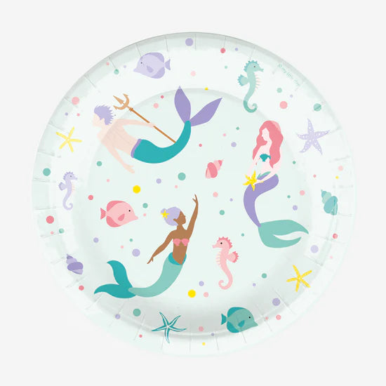 Eco pastel mermaid plates/ 8 pcs.