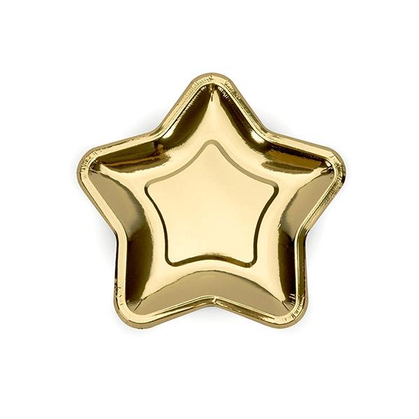 Golden star plates / 6 pcs.