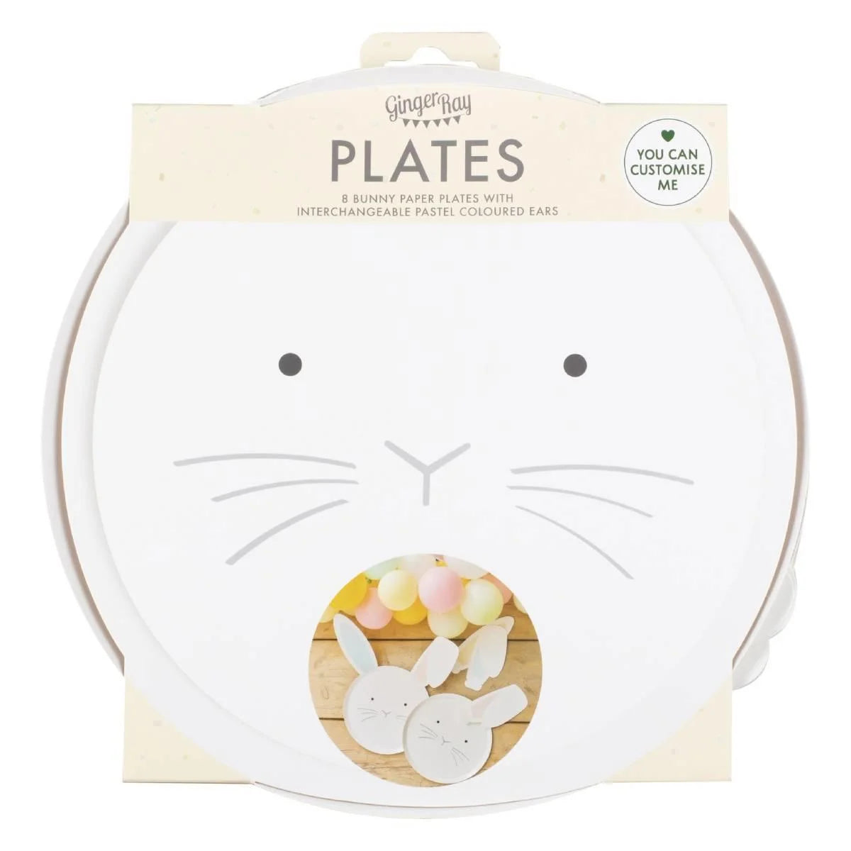 Pastel ears bunny plates / 8 pcs.