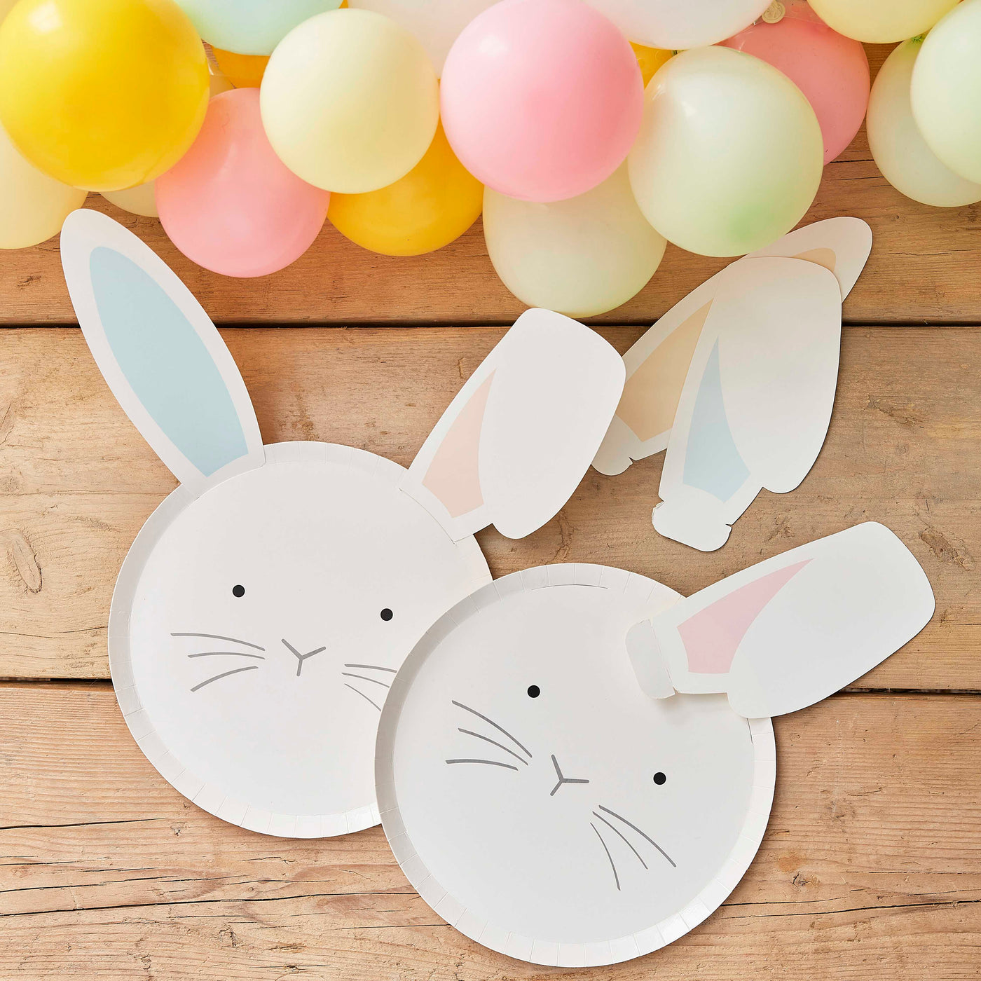 Pastel ears bunny plates / 8 pcs.