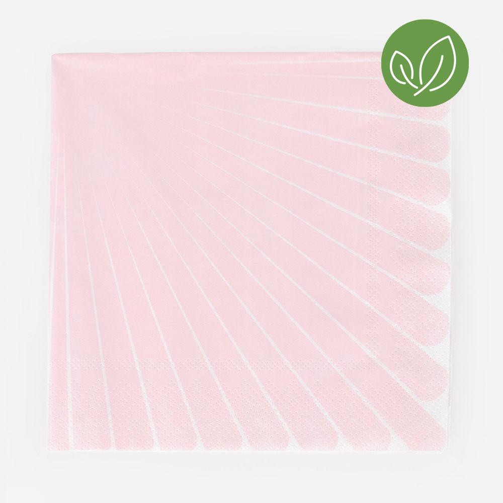 ECO napkins pastel pink stripes / 20 pcs.