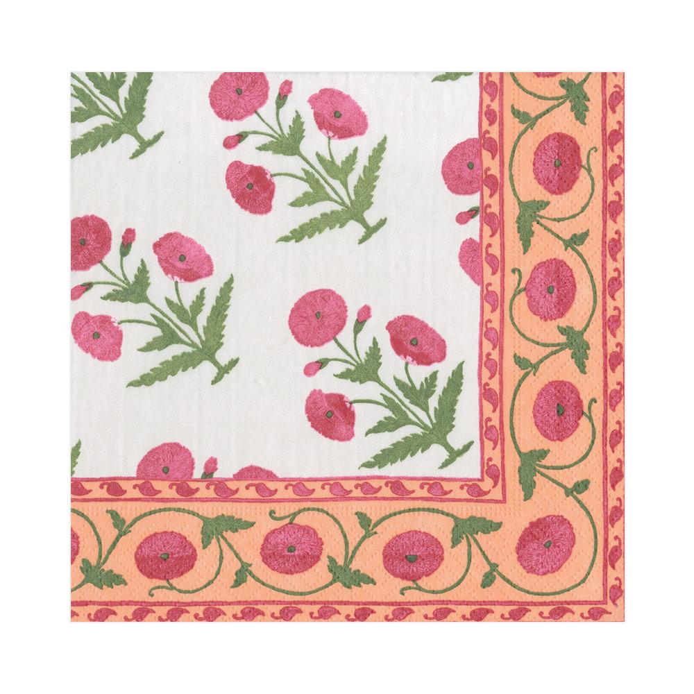 Indian Poppy coral napkins / 20 pcs.