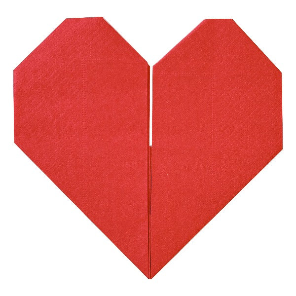 Servilleta corazón rojo origami / 16 uds.