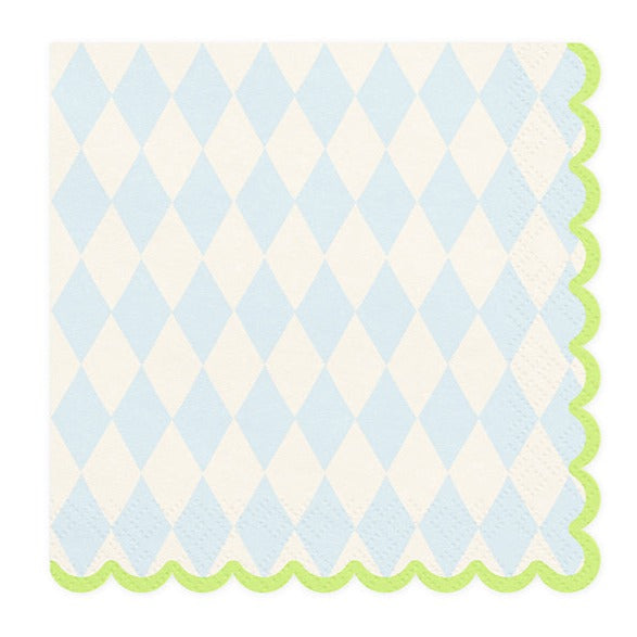 Light blue diamond napkin with neon Lunch border / 20 units.