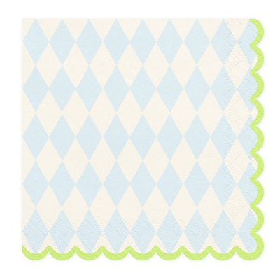 Light blue diamond napkin with neon Lunch border / 20 units.