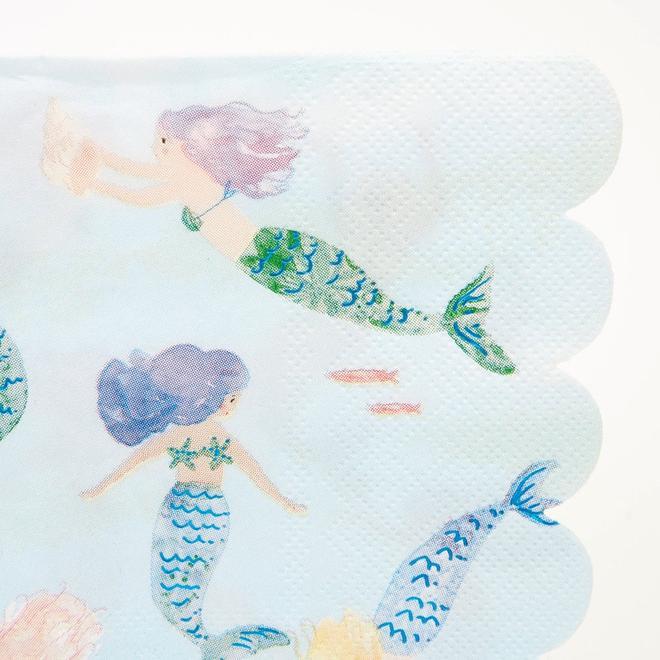 Large watercolor mermaids napkin / 16 pcs.