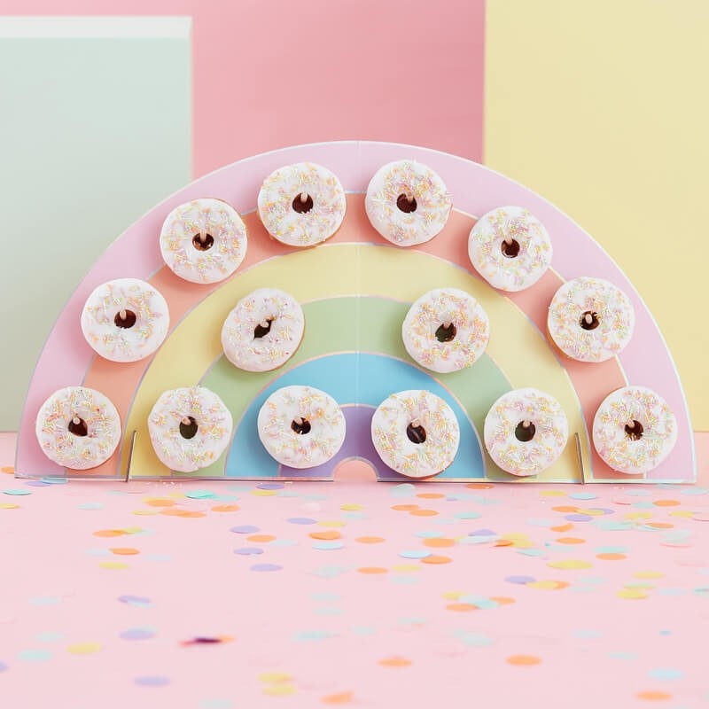 Suporte de donut pastel arco-íris