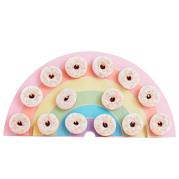 Suporte de donut pastel arco-íris