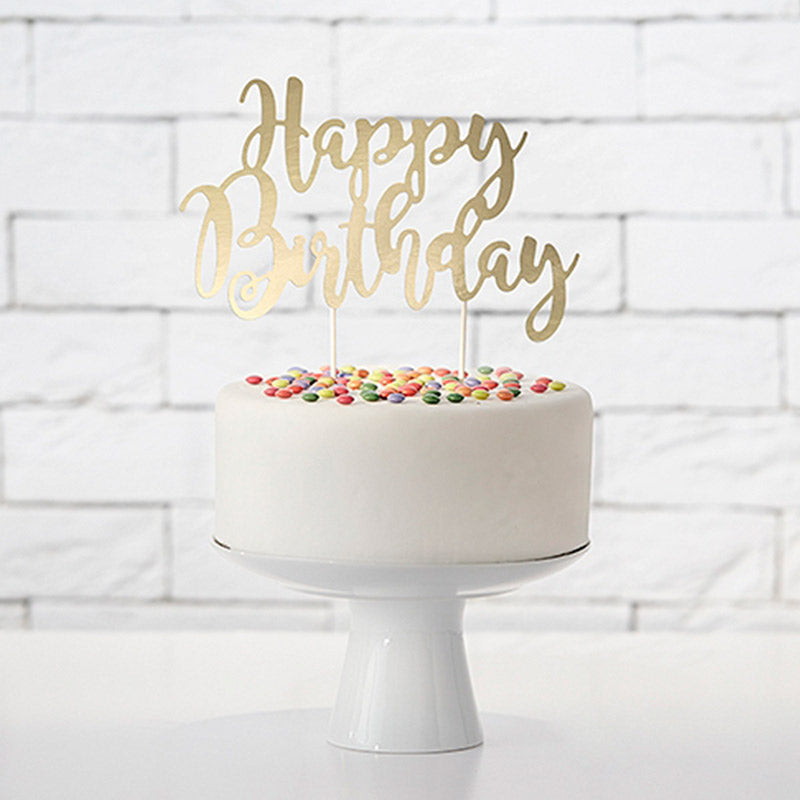 Gold Happy Birthday cake topper