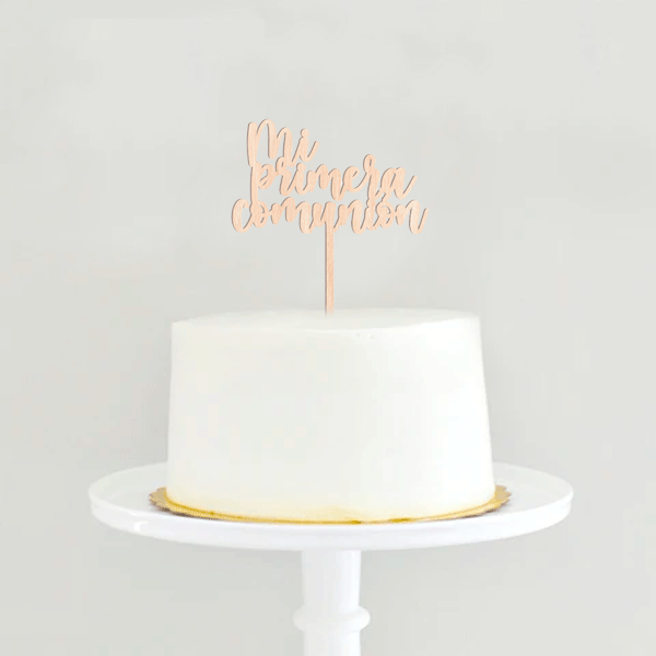 Wooden cake topper My First Communion
