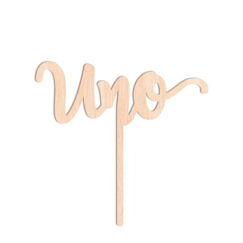 Calligraphy Uno Wood Cake Topper