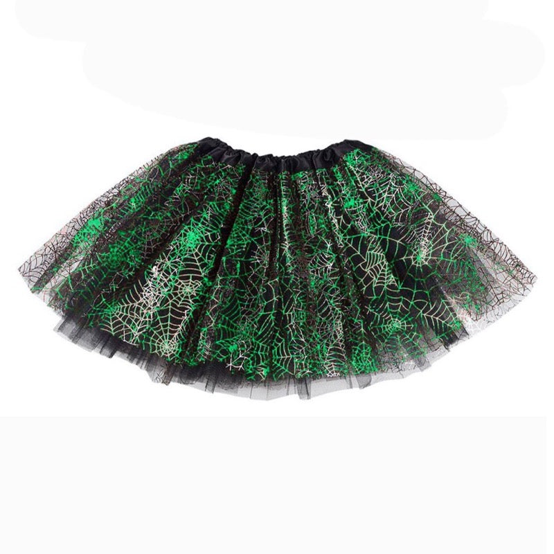 Tutu com teia de aranha verde de bruxa Halloween