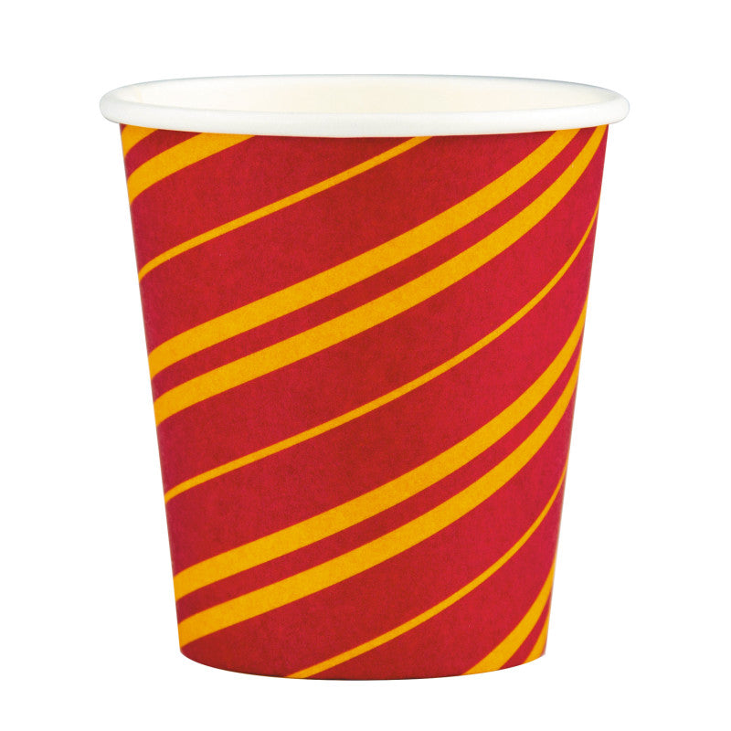 Eco burgundy and yellow striped cup / 8 pcs.