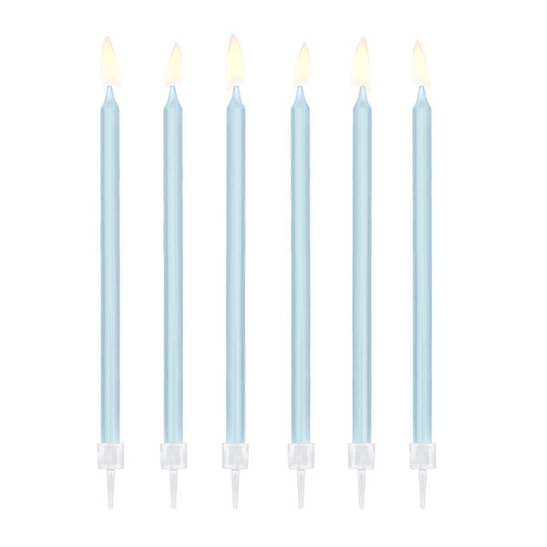 Long light blue basic candles / 12 u.