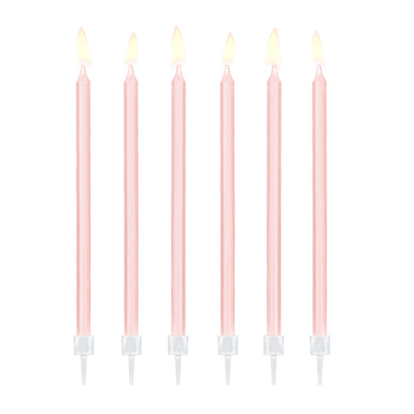 Long pink basic candles / 12 u.