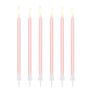 Velas longas rosa básico / 12 pcs.