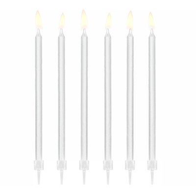 Long white basic candles / 12 u.