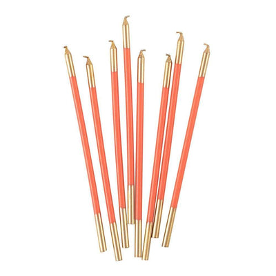 Two-tone coral long candles / 16 u.